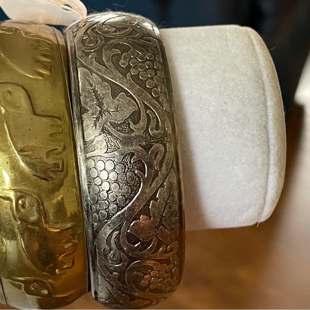 Gold and Silver Tone Engraved Bangles